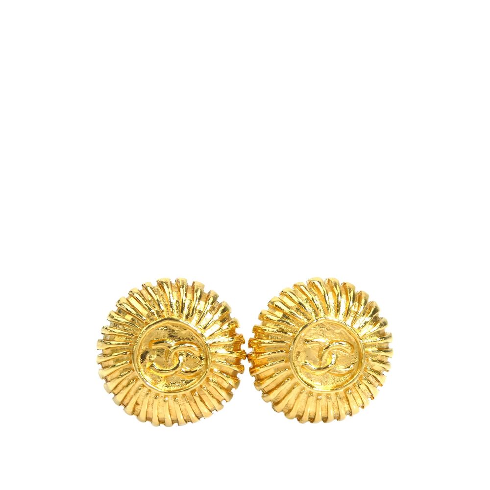 Pre-Loved Chanel CC Gold Plated Sunburst Clip On Earrings